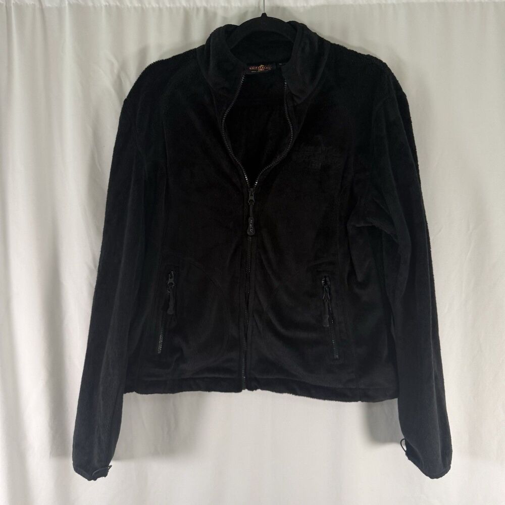 Alpine Club Switzerland Fleece Jacket Women's Large Black Full Zip Pockets